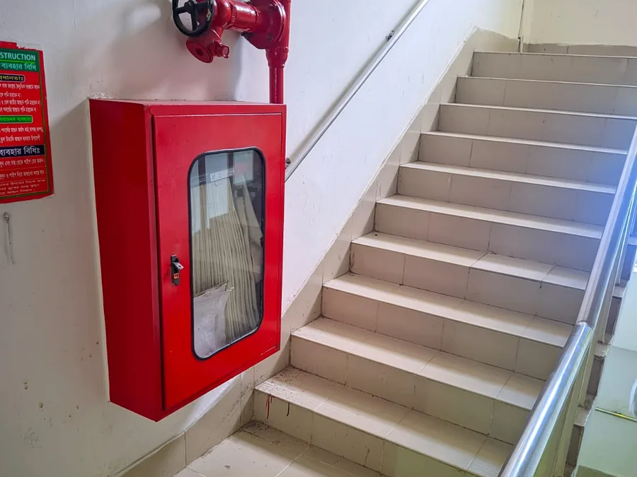 Wall-Mounted Fire Hose Reel and Standpipe