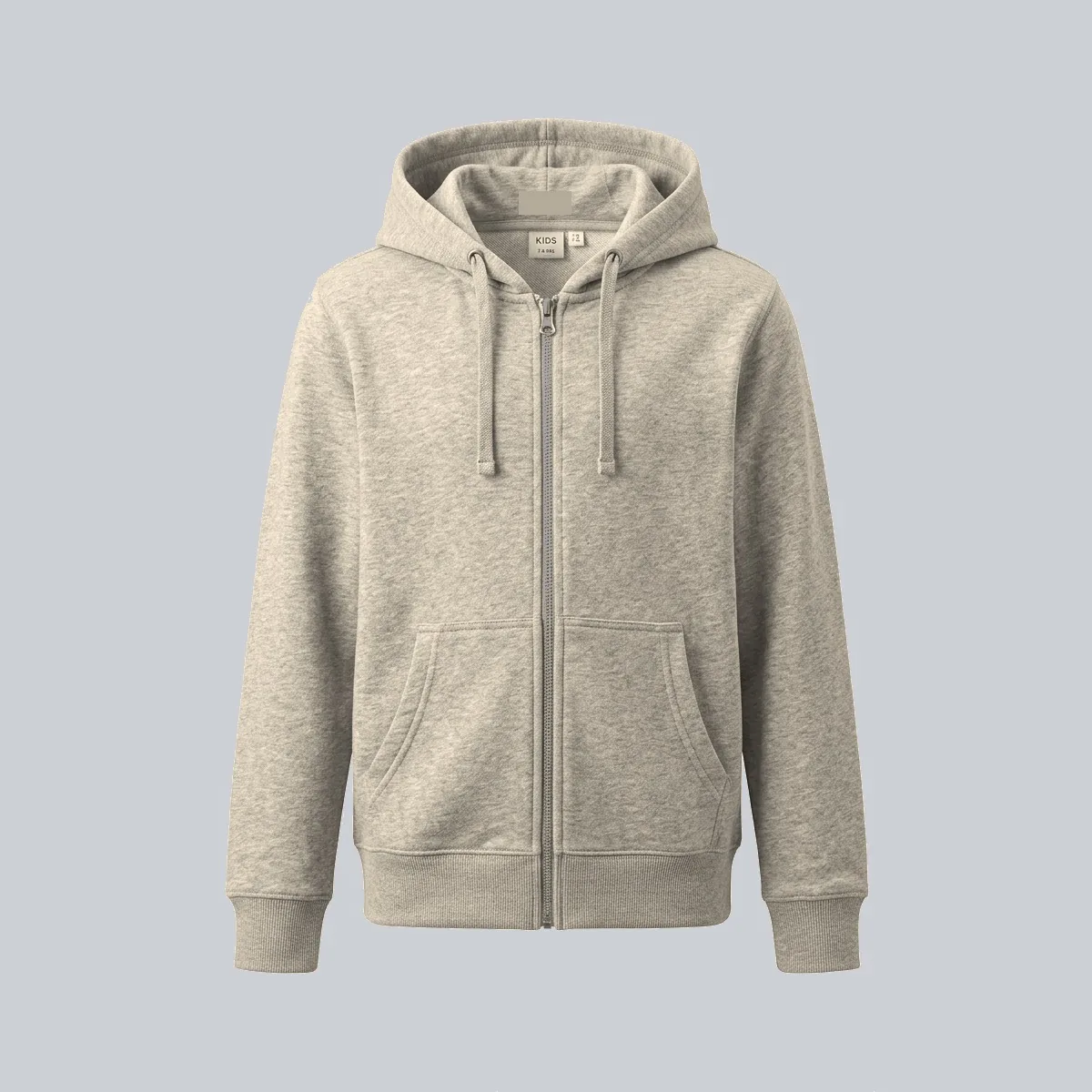 Heavy French Terry Oatmeal Pullover Hoodie Product Photo
