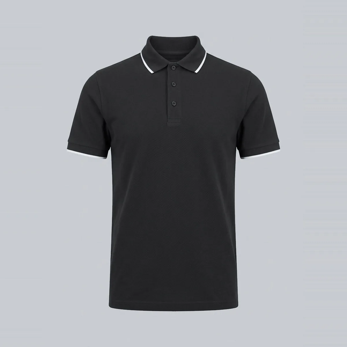 Heavyweight Jet-Black Reactive Dyed Pique Polo Shirt