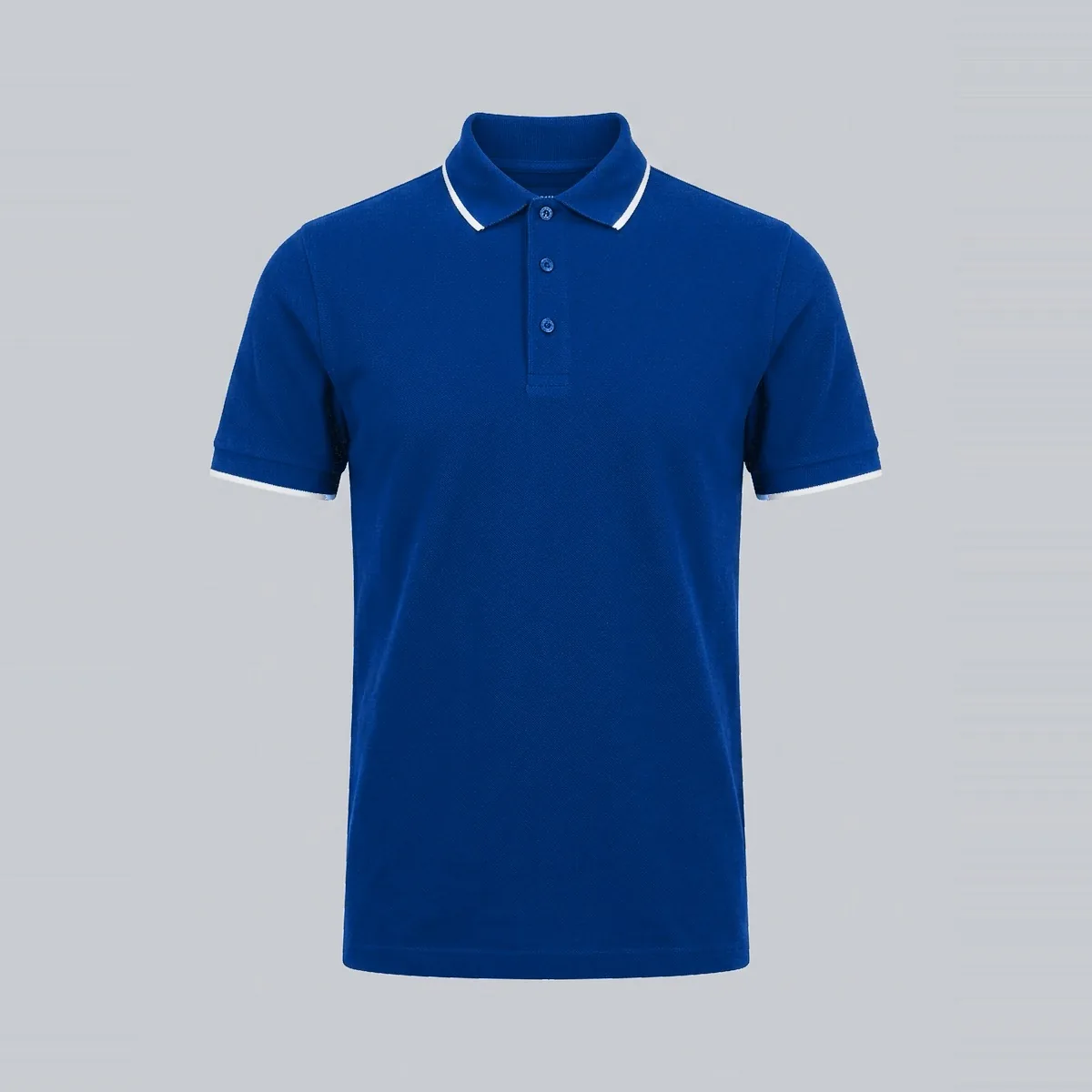 Royal Cobalt Performance Interlock Polo Studio Photo
