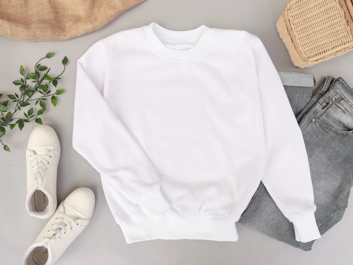 Minimalist Boxy Drop-Shoulder White Crewneck Sweatshirt Product Photo